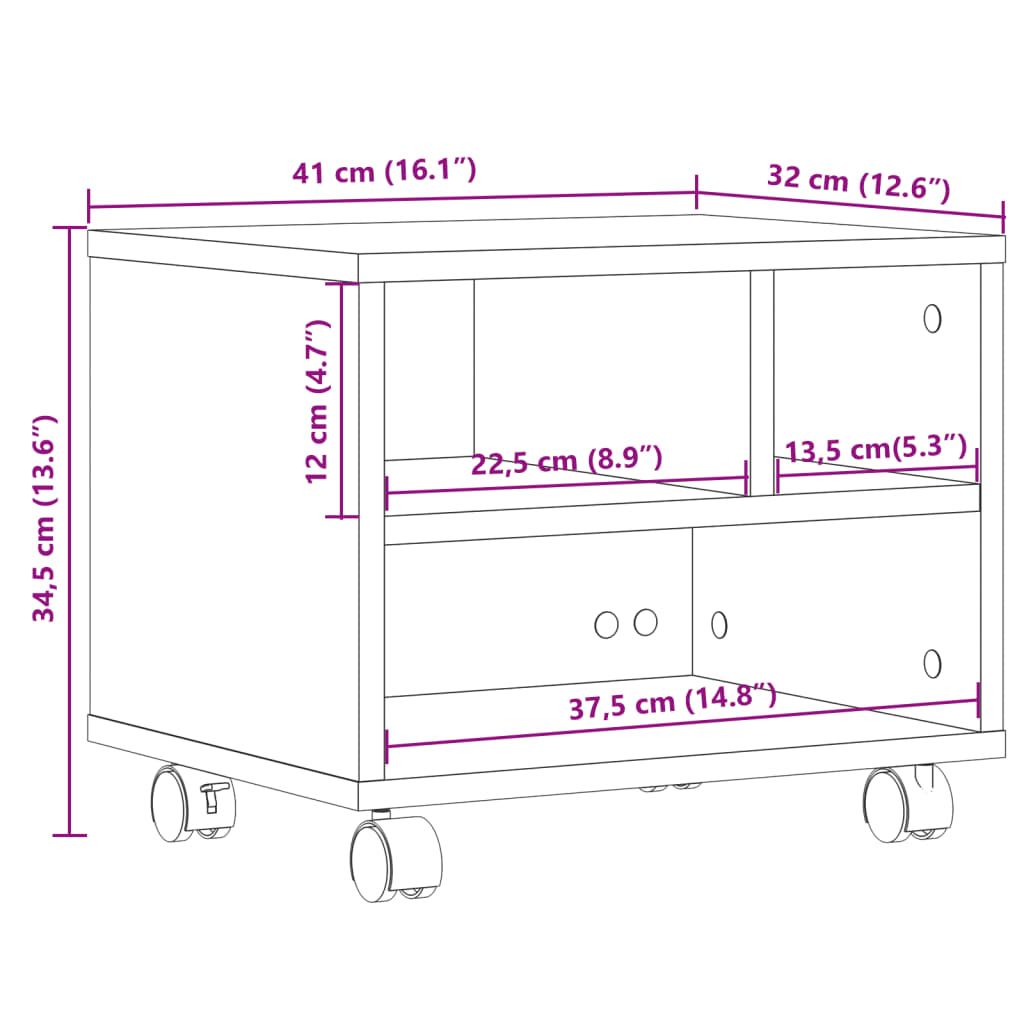 printer stand with wheels 41x32x34.5 cm   printer stand