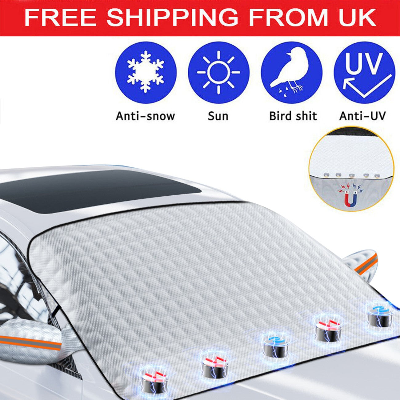 Car Windshield Magnetic Car Windscreen Cover Winter Ice Frost Shield Snow Protector Sun Shade L 5Magnet